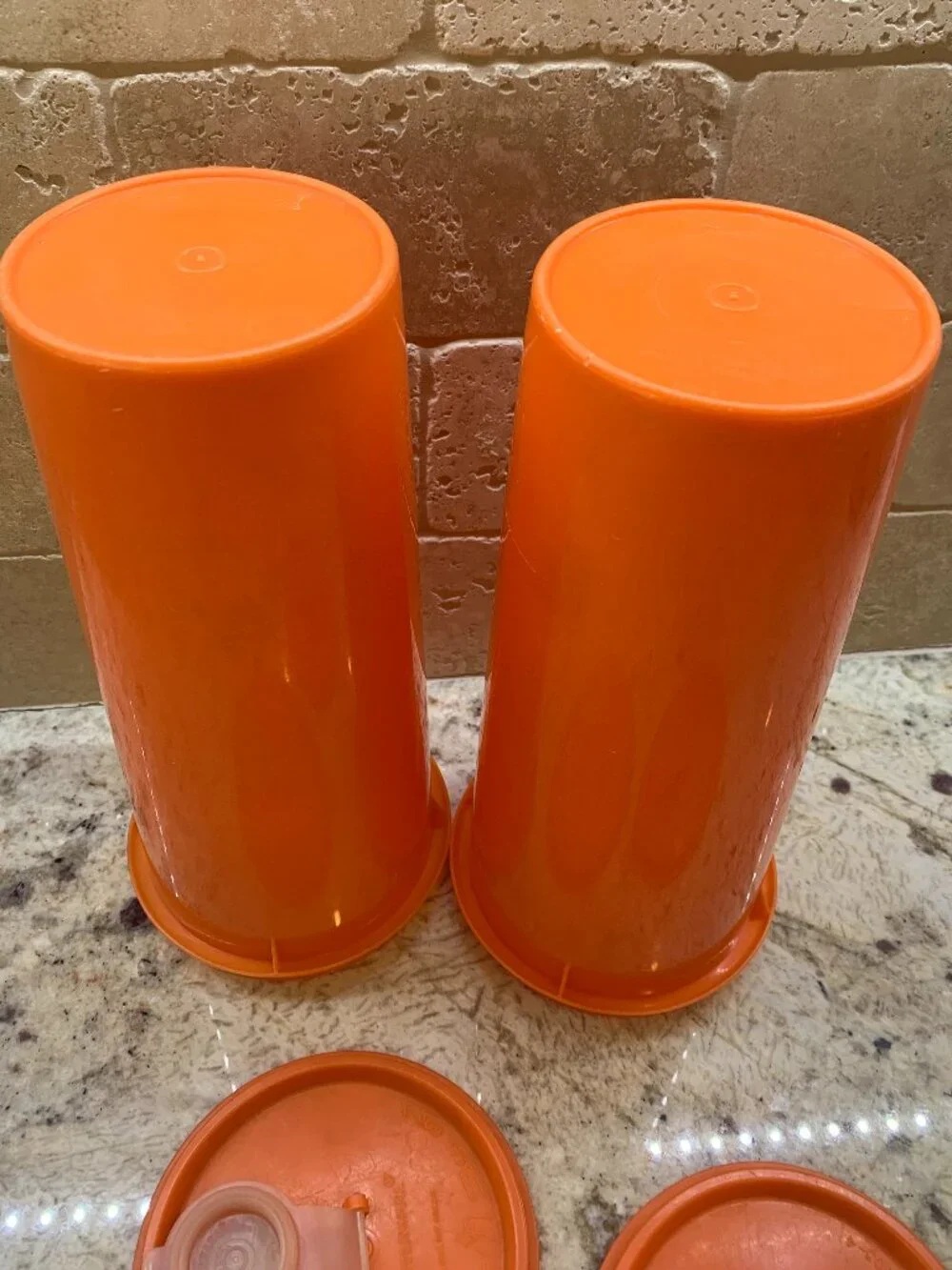 Tupperware Orange Travel tumbler set of 2, flip top lids